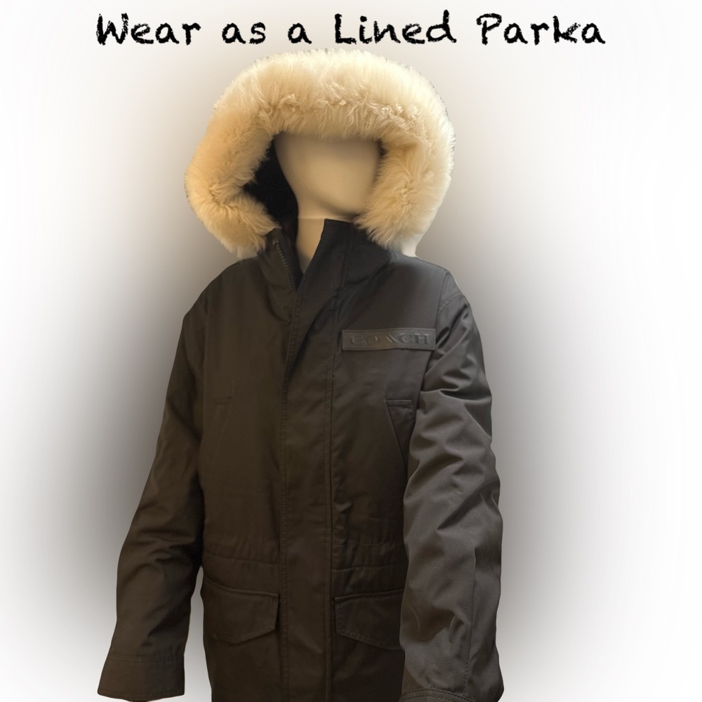 Coach 3-in-1 Shearling, Duck Down Parka, Uni-Sex, Black. Size Large